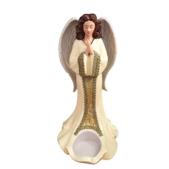 PartyLite Other - PartyLite Heirloom Gabriel Angel Ivory Gold Porcelain Tealight Holder P9927 9"
